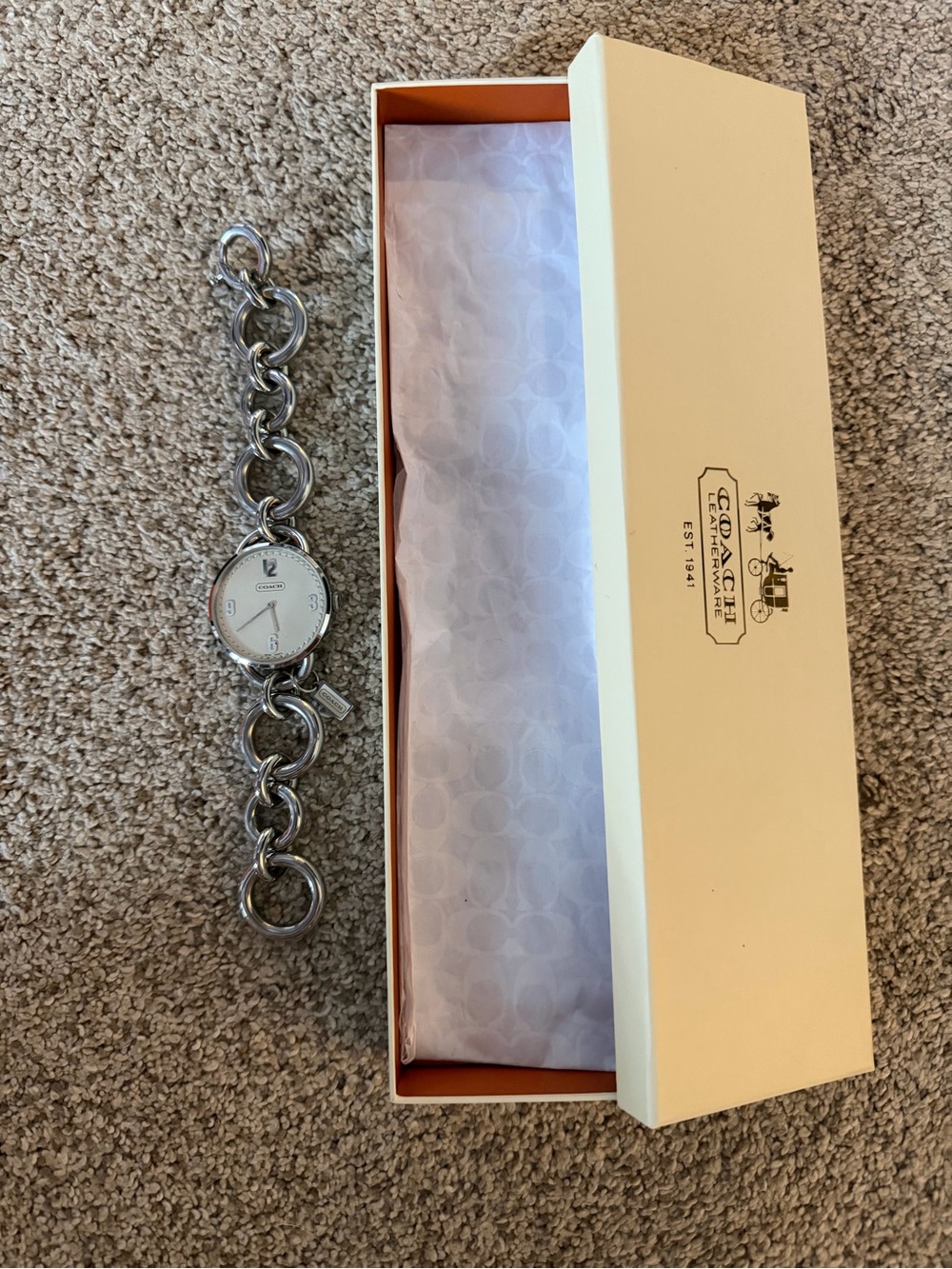 Coach Silver-Tone Chain Link Watch